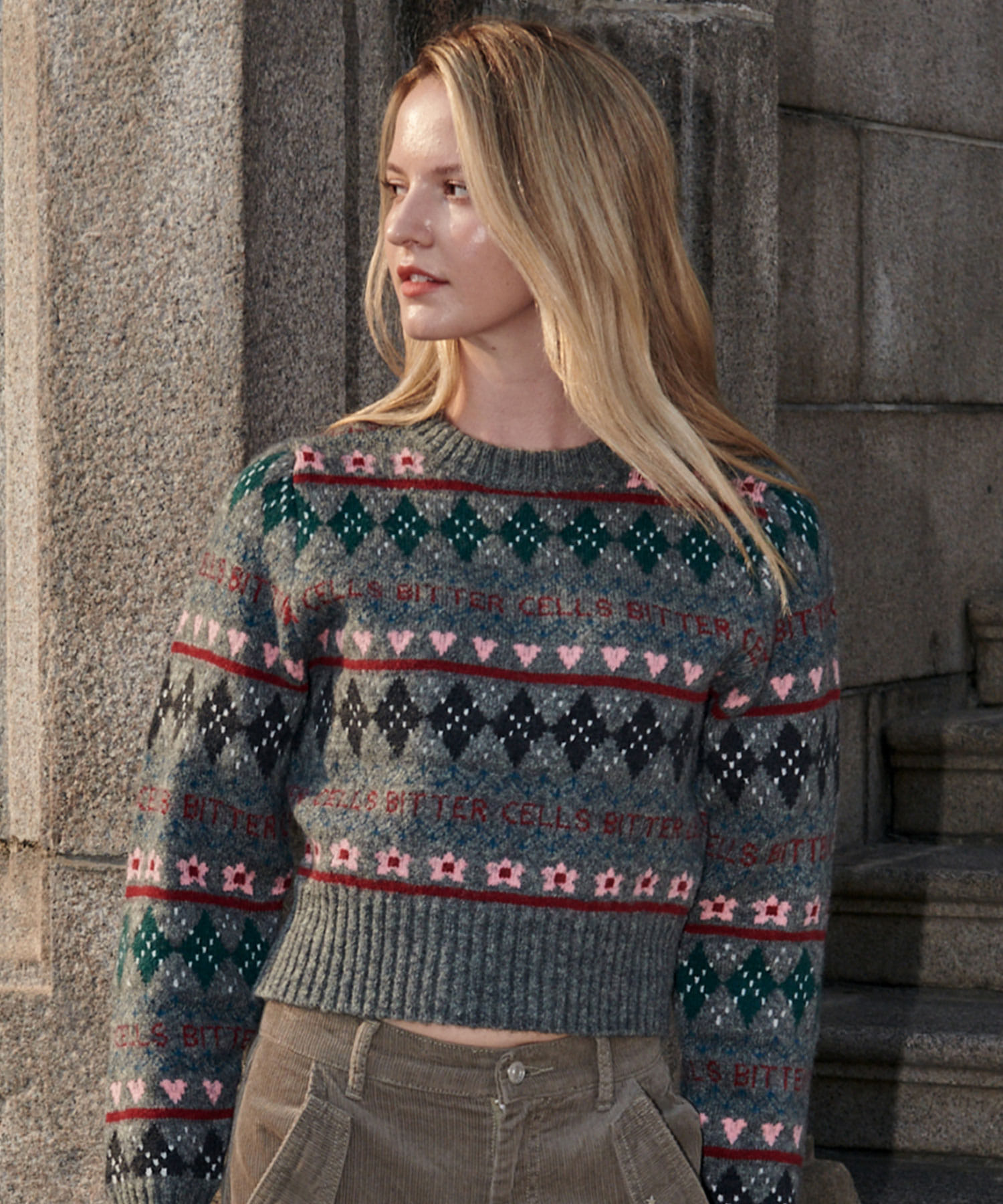 【BITTERCELLS】 FAIR ISLE SWEATER : 3COLOR