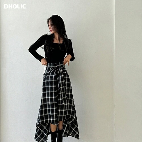 [メガ割りSALE]チェックシャツ風ストラップフレアスカートパンツ