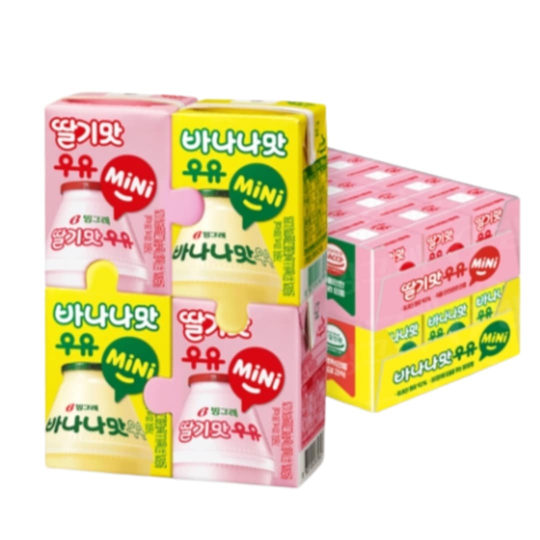 バナナ味牛乳 ミニ 120ml 24パック + イチゴ味牛乳 ミニ 120ml 24パック