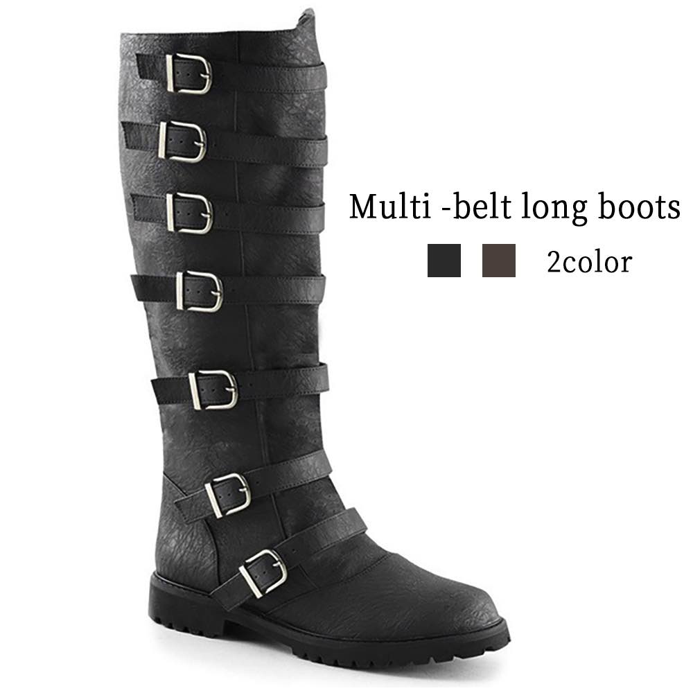 ブーツ メンズ マルチベルトロングブーツ フロント ワーク セット 靴 滑らない 完全 春 軽い 幅広 モード 黒 冬 大人 革 ジッパー 防寒 防水 スエード ブランド ブーツ ファスナー 暖かい