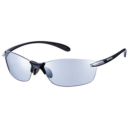 [スワンズ] スポーツ サングラス エアレス リーフ フィット ライトアイスブルーカラー ミラーレンズ モデル SALF-0715 BK ブラッ