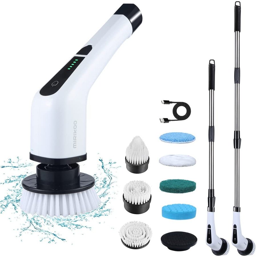 お風呂掃除 電動お掃除ブラシ ターボプロ ブラシ USB充電式 電動ブラシ 7種類の多機能ブラシ付 伸縮可能 母の日プレゼント