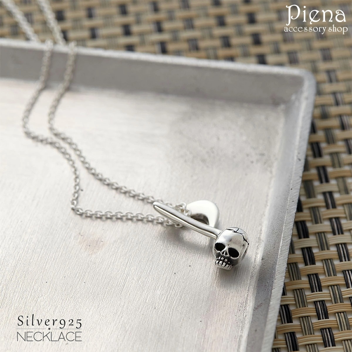 ペンダント ネックレス メンズ 音符 スカル シルバー925 銀製品 燻し加工 シンプル クール 大
