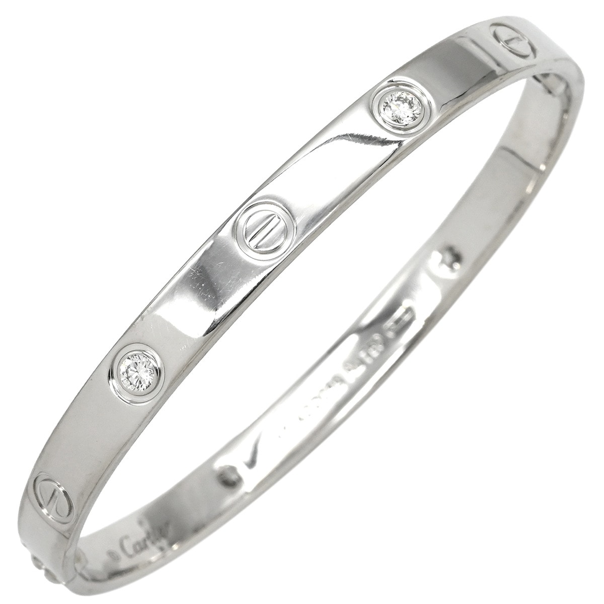 カルティエ ブレスレット LOVE ラブブレス 旧型 ハーフダイヤ ホワイトゴールド #17 4Pダイヤ 750WG 18K 18金 ドライバーなし 【修理証明書】【中古】