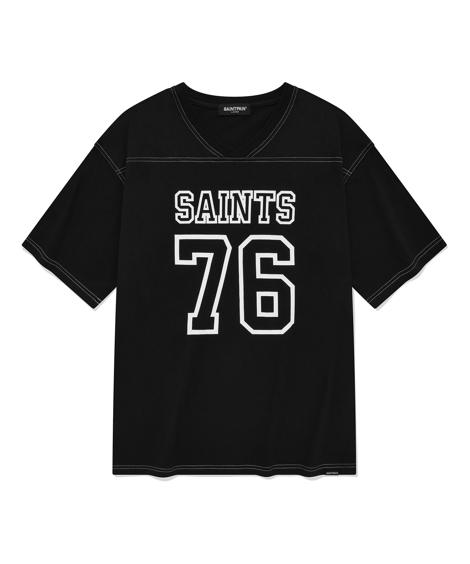 SP Outline Stitch V-Neck T-Shirt-Black