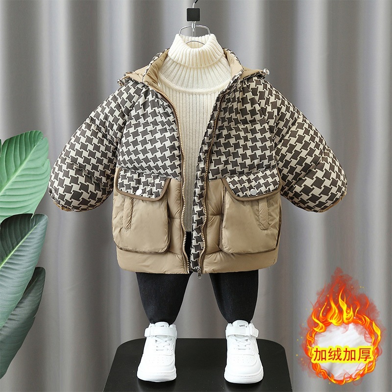 4676 男の子綿服冬厚手の綿服ベビー綿服ファッショナブルなぬいぐるみ綿ジャケット子供冬ジャケット子供