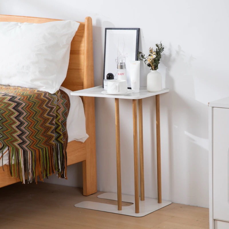 サイドテーブル ホワイト 木紋 サイドテーブル ベッド横 北欧 おしゃれ 木目