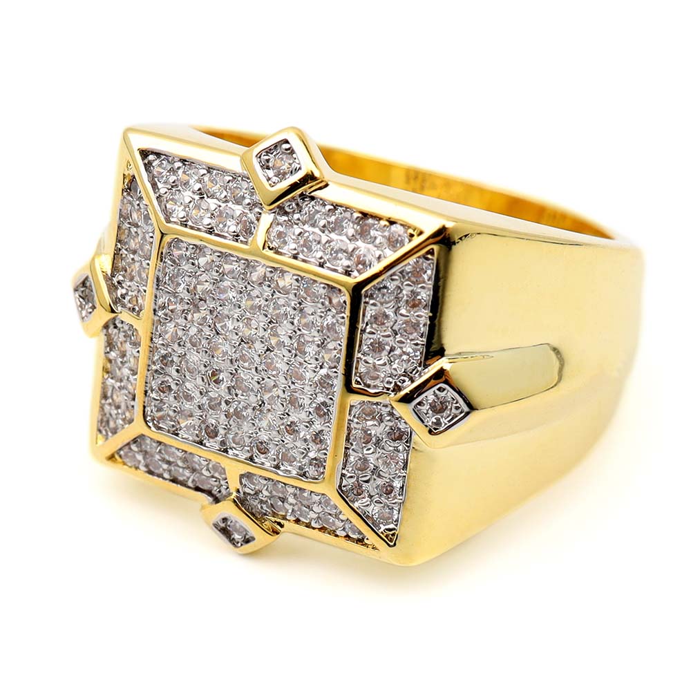 パヴェCZスクエア印台リング 18K [r291-gold]