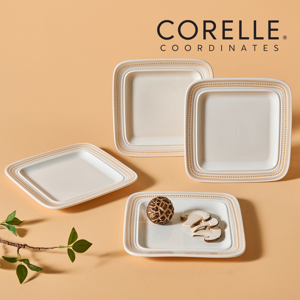 ローズモント セラミック スクエアプレート 4ピース テーブルウェア アイボリーオレンジ