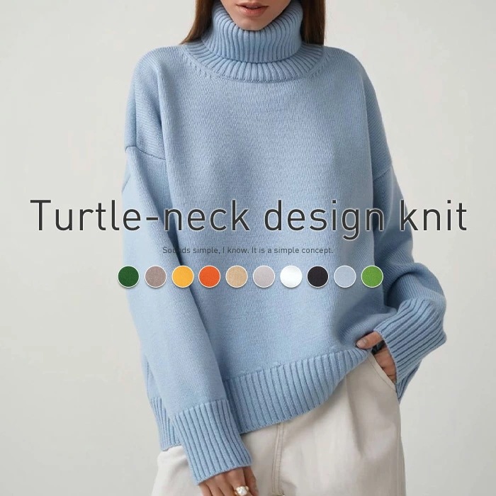 ２点で13o円OFF！【激安SALE】ニット セーター レディース タートルネック ハイネック プルオーバー セーター 長袖 リブニット トップス ドロップショルダー 暖かい ゆったり シンプル ゆる