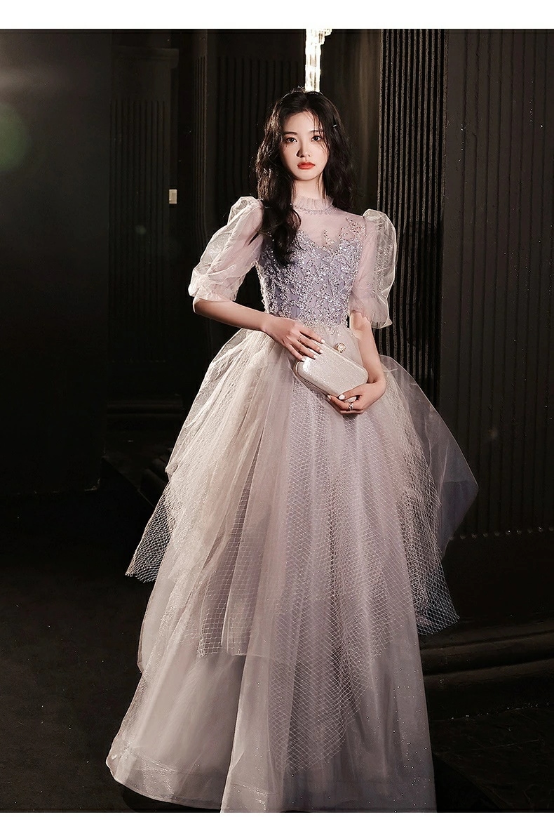 今すぐ欲しい！スウィート 森系 レディースドレス エレガント メッシュ チュールスカート 上品 きれい 高級感 宴会 パーティードレス 結婚式 着痩せ ロングドレス 音楽会 成人式 誕生日 二次会 編