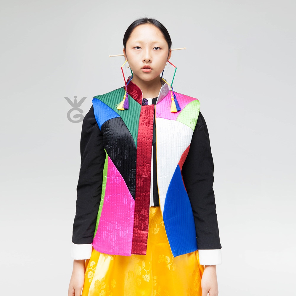 ムーサベストマルチカラーモザイク韓国の伝統的な感じスタイリッシュなカジュアル春秋冬