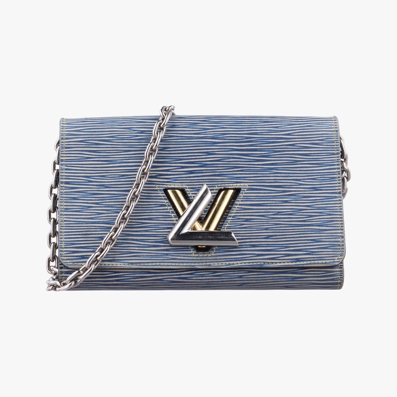 ポルトフォイユ ツイスト チェーンウォレットブルーエピM61036SP0155中古