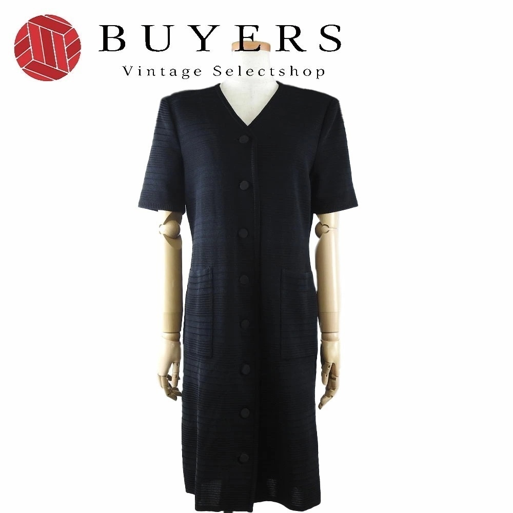 中古 イヴサンローラン ワンピース Mサイズ 半袖 日本製 ブラック 黒 おしゃれ アパレル レディース 女性 Yves Saint Laurent one-piece black