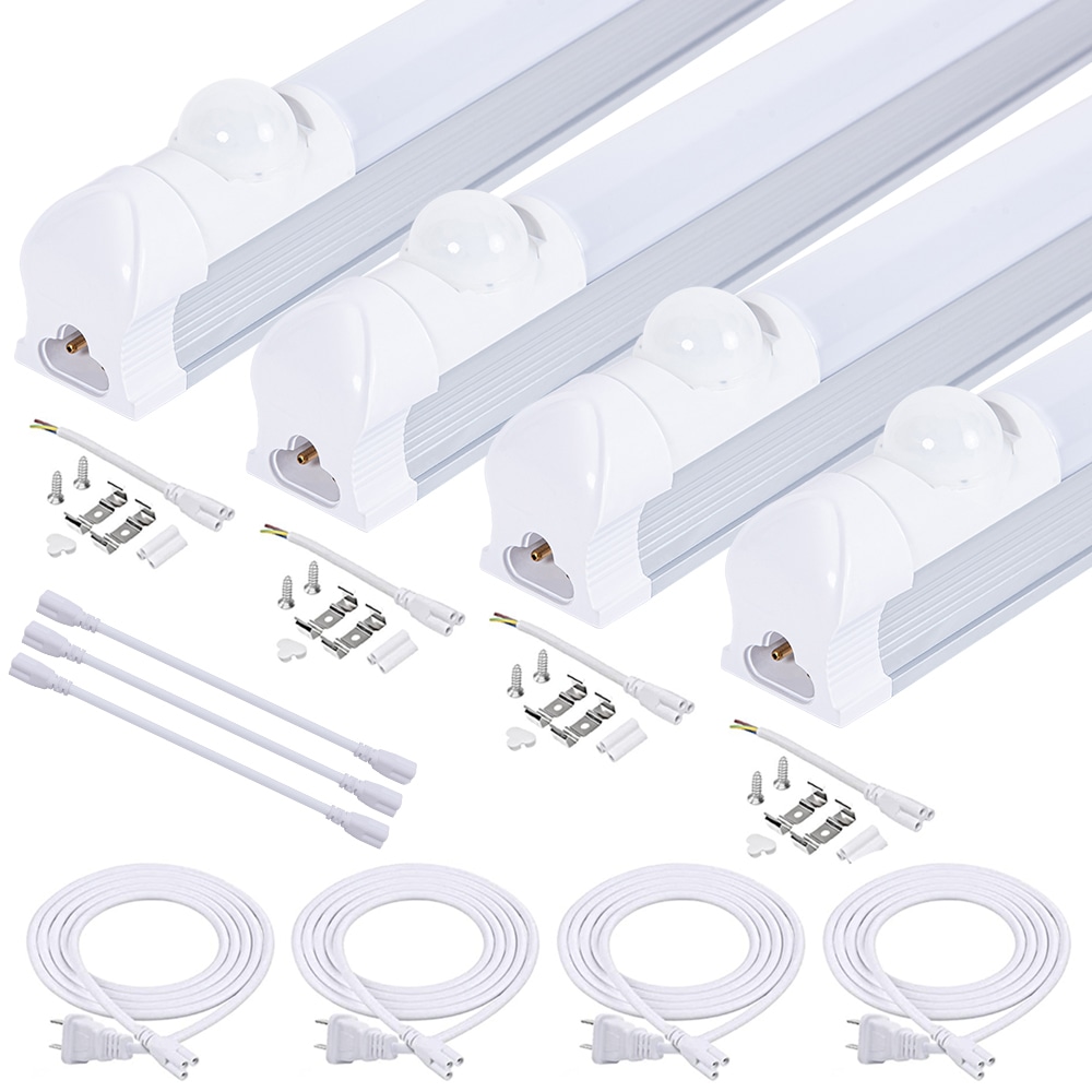 LED蛍光灯器具一体型 40w形 人感センサー付き 昼光色 18W 2700LM センサーライト led直管蛍光灯 120cm 40W相当 自動点灯 節電対策 電源コード付き 屋外 室内 玄関 (2本