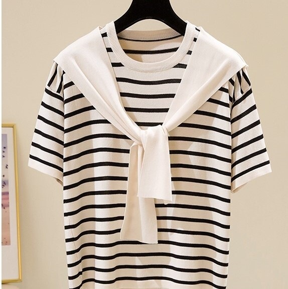 トップス Tシャツ 袖あり 半袖 ラウンドネック 襟なし ワイド ニット サマーニット 薄手 かわいい 大人可愛い きれいめ シンプル カジュアル 大人 上品 おしゃれ お洒落 かっこいい 大人女子