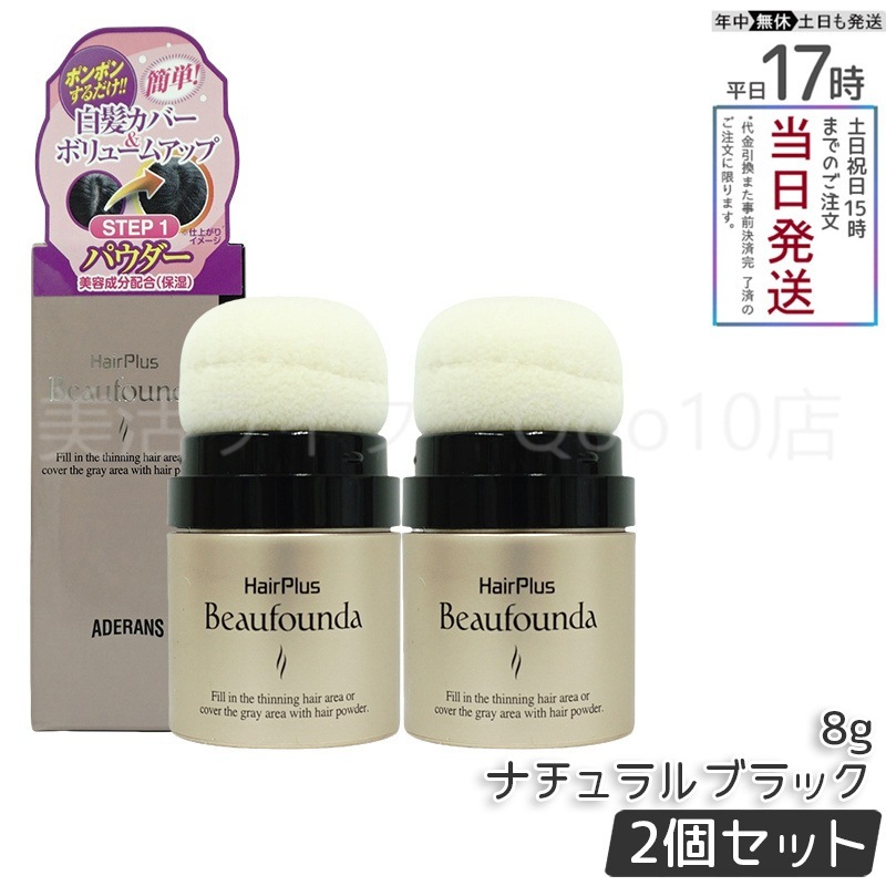 【2個セット】 ヘアプラス ビューファンデパウダー ナチュラルブラック 8g