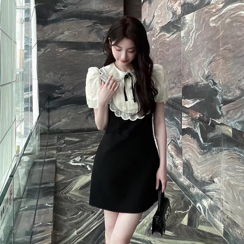 お嬢様 リボン本 ラインストーン付き タイトワンピース