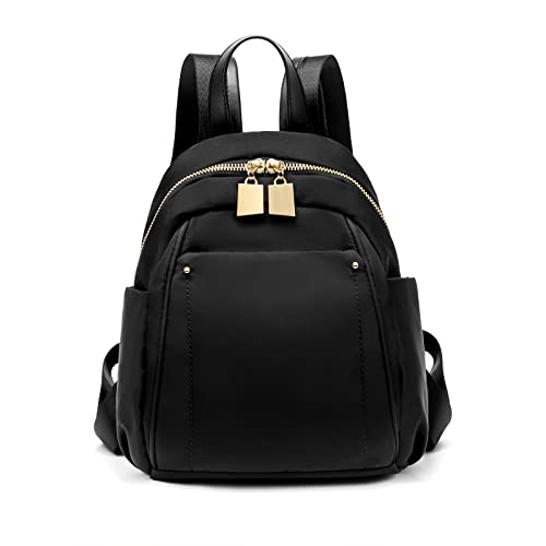 [] リュック レディース 可愛い おしゃれ シンプル ミニバッグ 小さめ 8個ポケット 大容量 バックパック 大人 個性 防水 軽量 防犯 通勤 旅行 オックスフォード+PU生地 ブラック