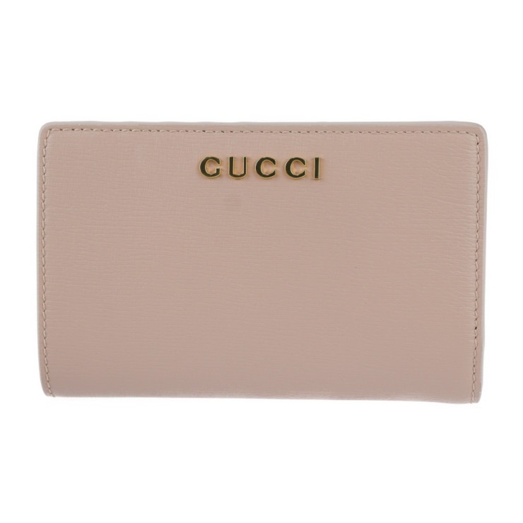スクリプト ジップアラウンドウォレット 二つ折り財布 772640 レザー ピンク ゴールド金具 L字ファスナー【本物保証】