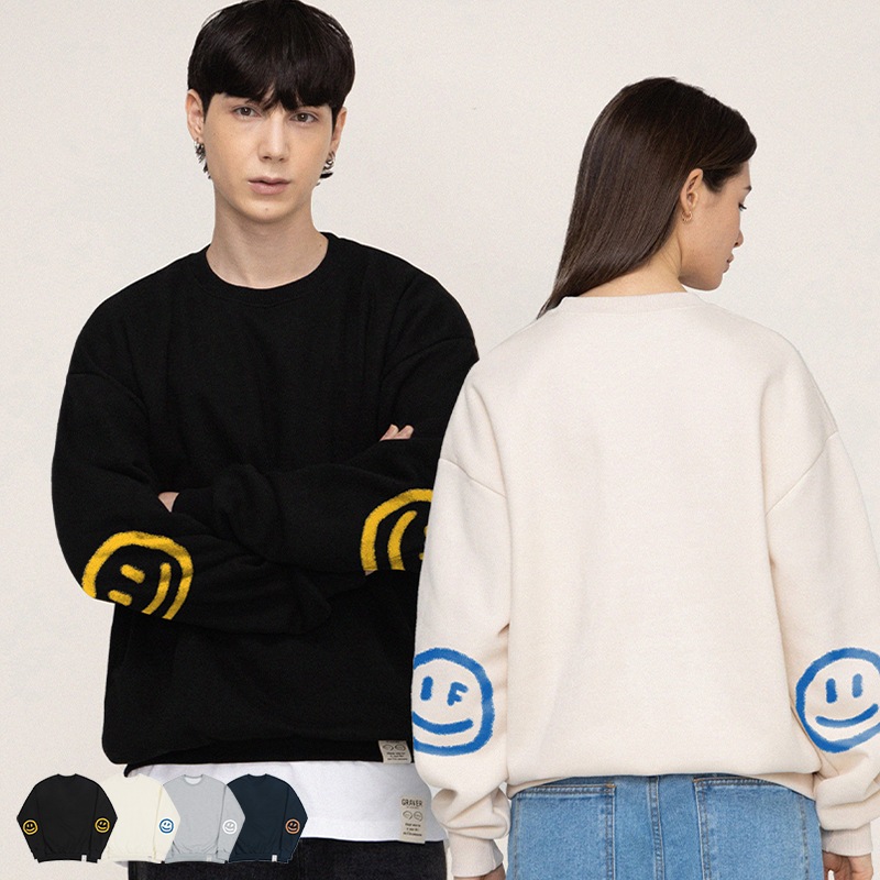 [UNISEX]Elbow Spray Dot Smile Sweatshirt_4color