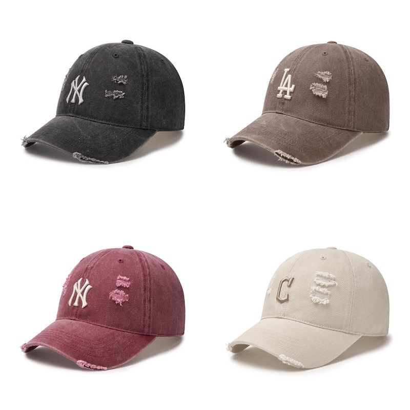3ACPVV34N韓国限定販売 男女共用 ダメージ ウォッシング アンストラクチャー ボールキャップ ニューヨークヤンキース
