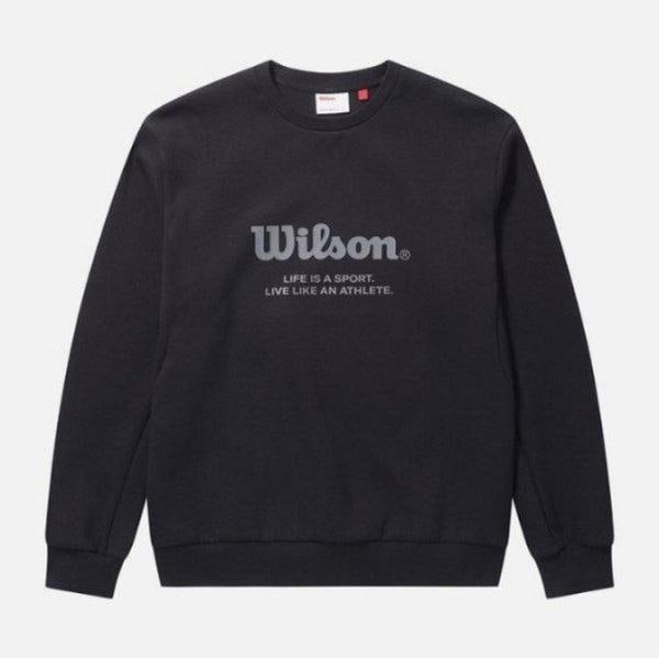 長袖Tシャツ LQC W243003LHT81-BLK ユニ テックコットン スウェットシャツ