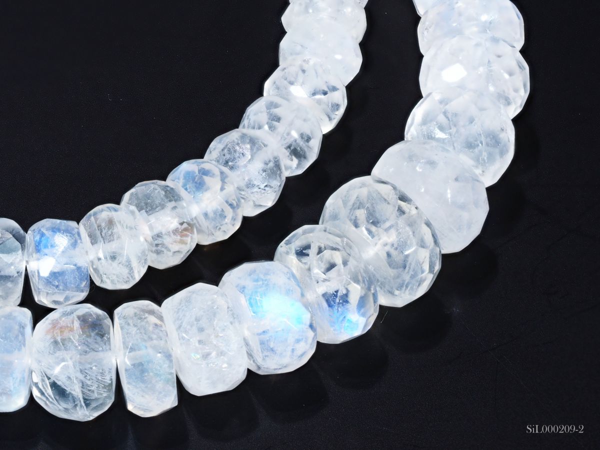 天然石 ブルー ムーンストーン ネックレス 連 チェーン スライドボール 74