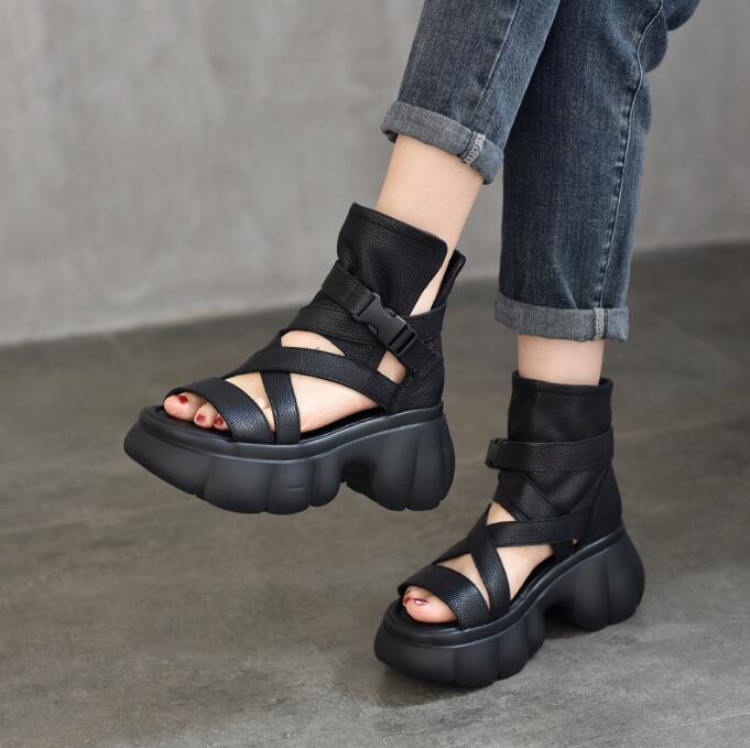 キャンペーンサマーブーツ　ブーツサンダル　ブーティー　ローヒール　サンダル　夏サンダル　グラディエーター ブーツサンダル コンフォート 履きやすい 歩きやすい 疲れない 痛くない 本革サマーブーツ　ブ