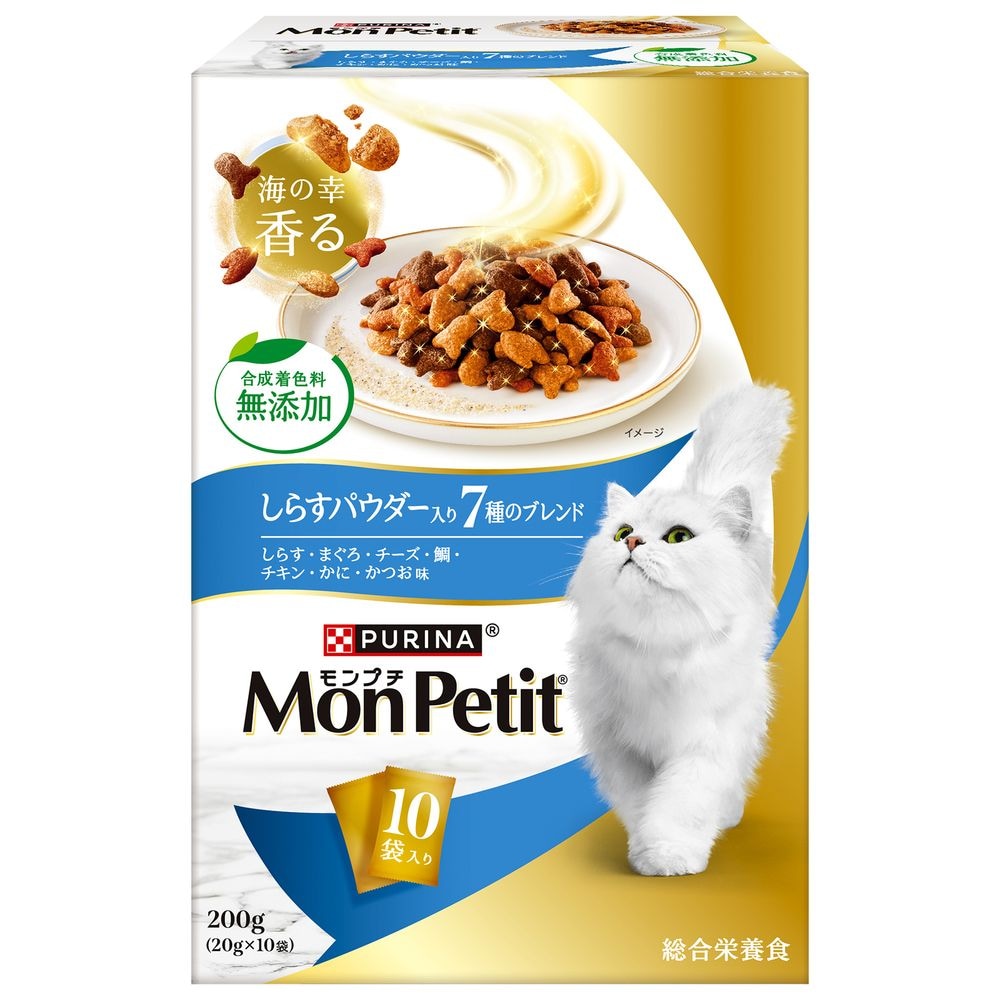 （まとめ買い）モンプチ ボックス しらすパウダー入り 7種のブレンド 200g 猫用フード [x12]