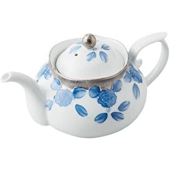 プラチナローゼ（ブルー）ー輪花ーポット（小）有田焼　日本製　急須