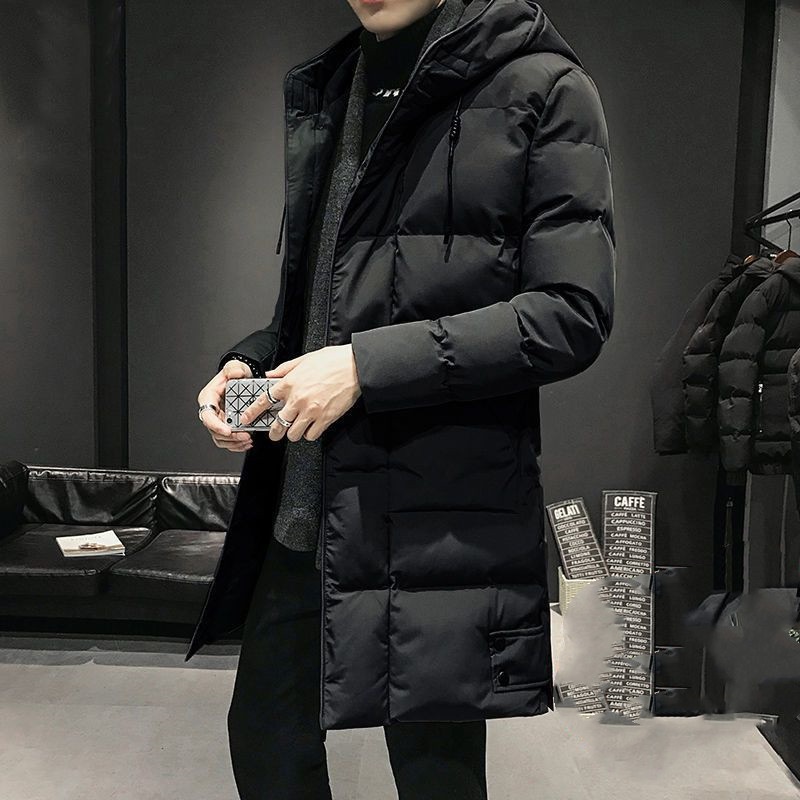 2025INS大人気 新作 新しい シンプル ビジネス ミドル丈 メンズ 厚手 ダウンコート フード付き トレンド 中綿ジャケット