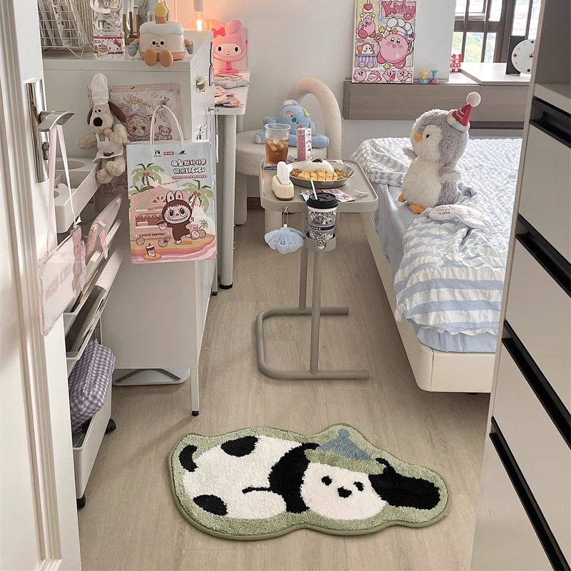 【速達!】漫画の緑の帽子の子犬のじゅうたんの植毛の吸水マットの客間の毛の子供の部屋のかわいい寝室はカシミヤのベッドサイドのじゅうたんをまねて