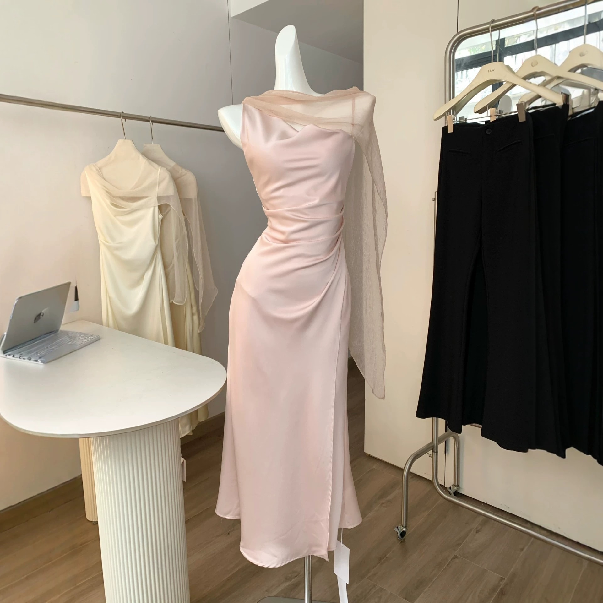 【フレンチ ラグジュアリー 名媛風 シフォン 女性用 切り替え シフォンケープ 宴会 フィッシュテールワンピース】