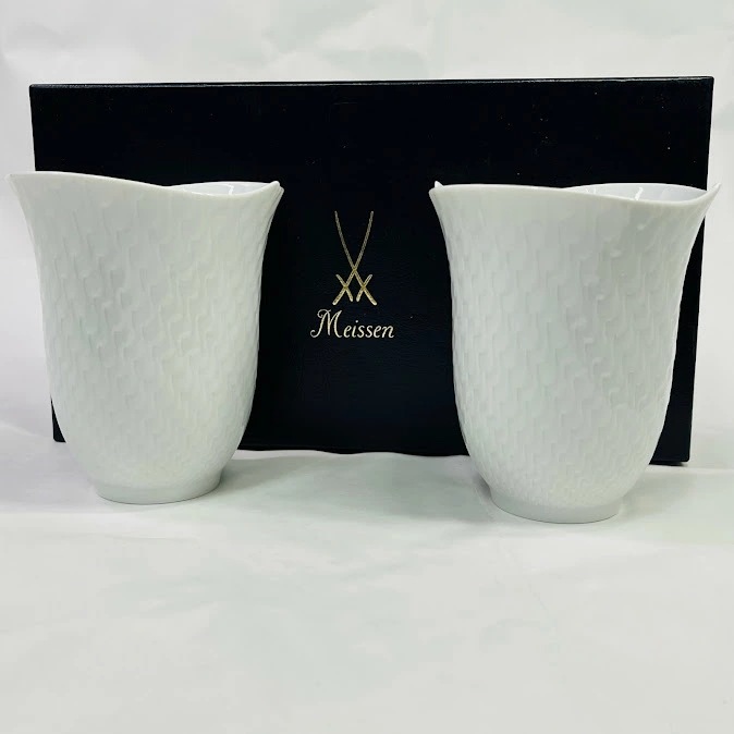 【中古】マイセン 波の戯れ ホワイト ペア タンブラー AM/000000/55404/2P/3 ホワイトデー 食器 プレゼント ギフト 結婚祝 内祝い 贈り物 記念品 磁