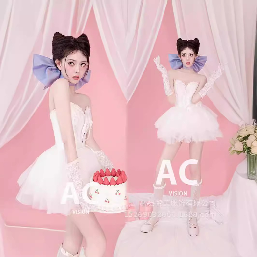 写真スタジオ新しいトムキャットテーマ誕生日純粋な欲望スタイルサスペンダースカート雰囲気女の子写真撮影服