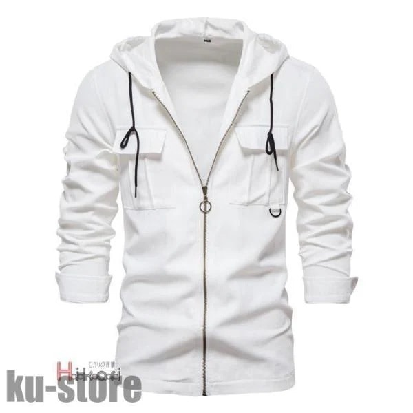 フルジップパーカー ジップアップパーカー 無地 トップス 綿 おしゃれ 春服 長袖 薄手 メンズ パーカー 羽織りトップスフード付き