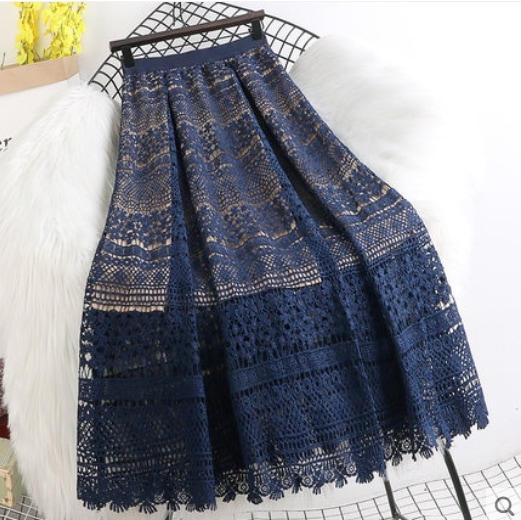 スカート ミモレ丈 Aライン レース 刺繍 ファスナー ハイウエスト 透け感 かわいい きれいめ カジュアル おしゃれ お洒落 レトロ 大人可愛い 大人女子 こなれ感 ガーリー フォーマル 花柄 春