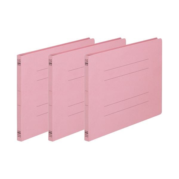 （まとめ）TANOSEE フラットファイル（ノンステープルタイプ）A4ヨコ 150枚収容 背幅18mm ピンク 1パック（3冊）30セット