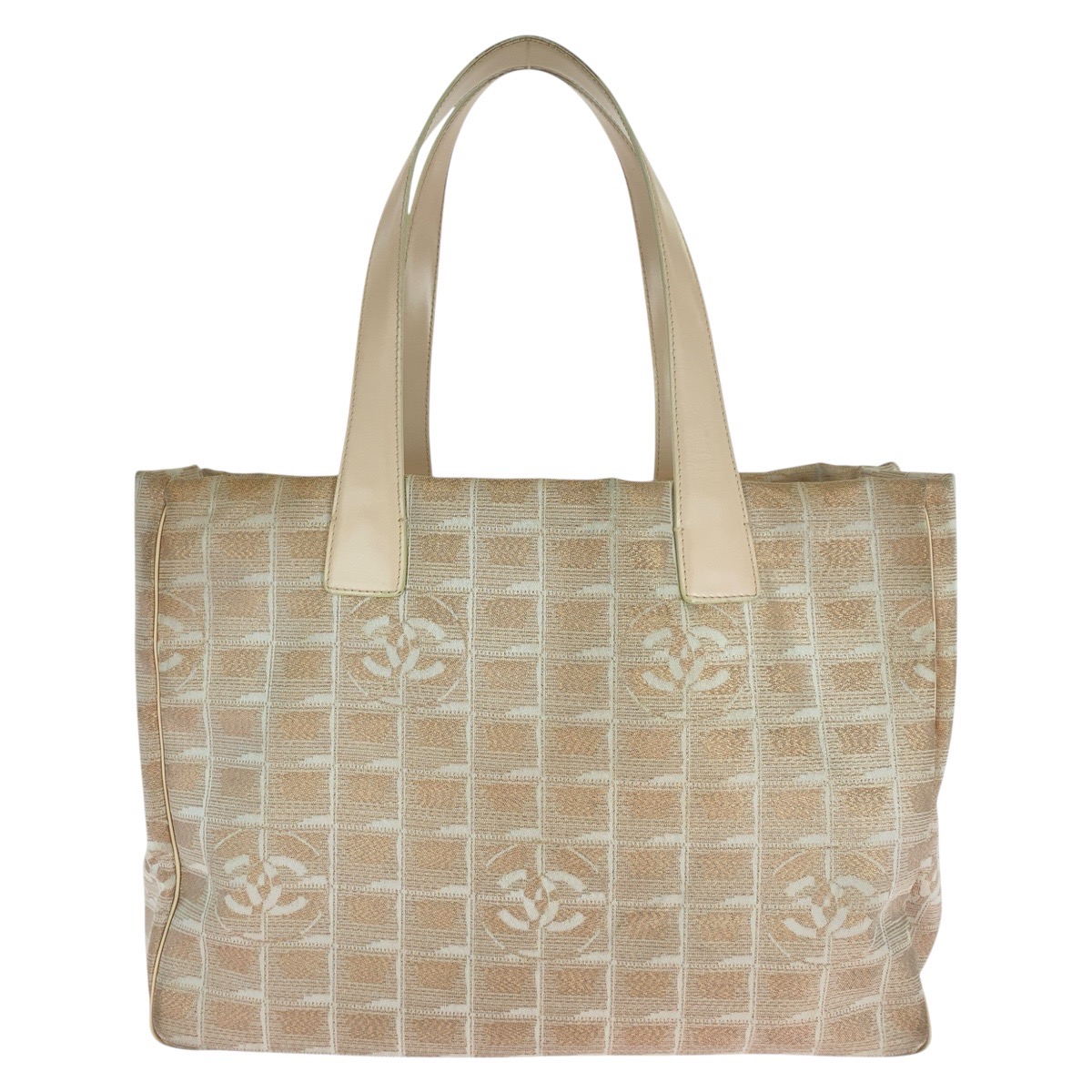 ニュートラベルライン ココマーク ピンクベージュ シルバー金具 キャンバス/レザー トートバッグ ハンドバッグ レディース 504852