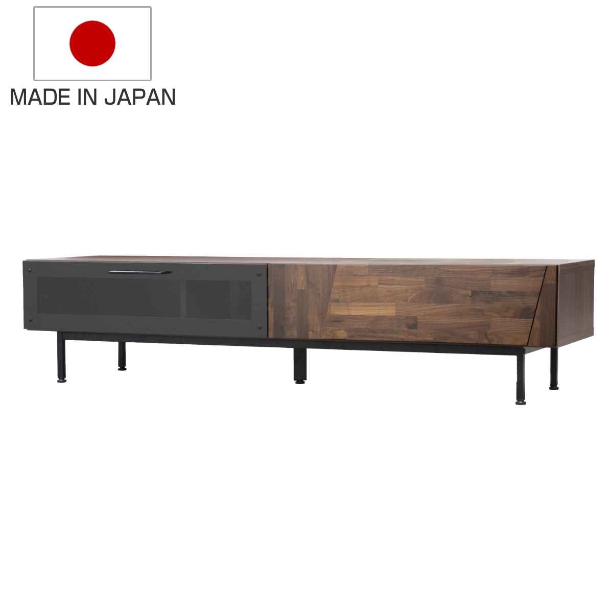 テレビ台 ローボード ヴィンテージ調 ダークガラス扉 日本製 幅170cm テレビボード TV台 TVボード テレビラック テレビ 天然木前板 完成品 収納 リビング収納 ウォールナット