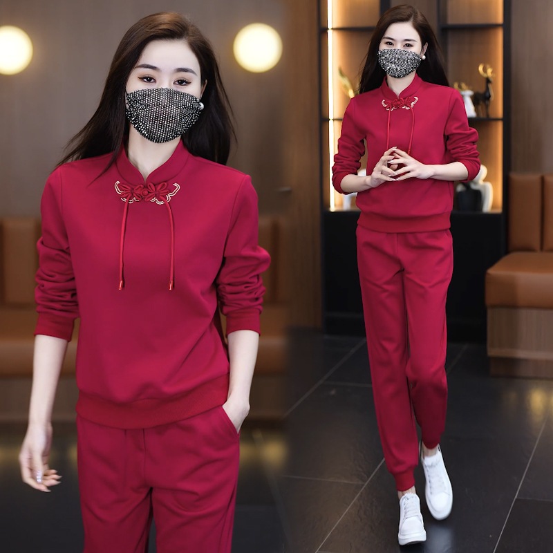 洋気レジャースポーツスーツ女性春中国風ガーディアンパンツ小柄2点セット 5,091円