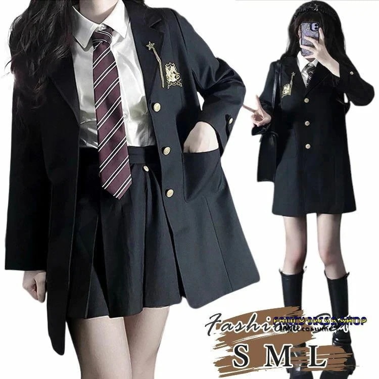 【急速出荷!】【制服標準装備】卒業式 スーツ 女の子 セット ブラック 韓国 制服 ネクタイ ジャケット 白シャツ ブラウス スカート 卒服 フォーマル スーツ 高校生 ブレザー レディース ジュニ