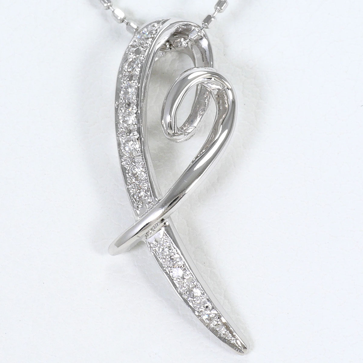 K18 18金 WG ホワイトゴールド ネックレス ダイヤモンド 0.10ct 総重量約2.6g 約40cm ジュエリー 中古
