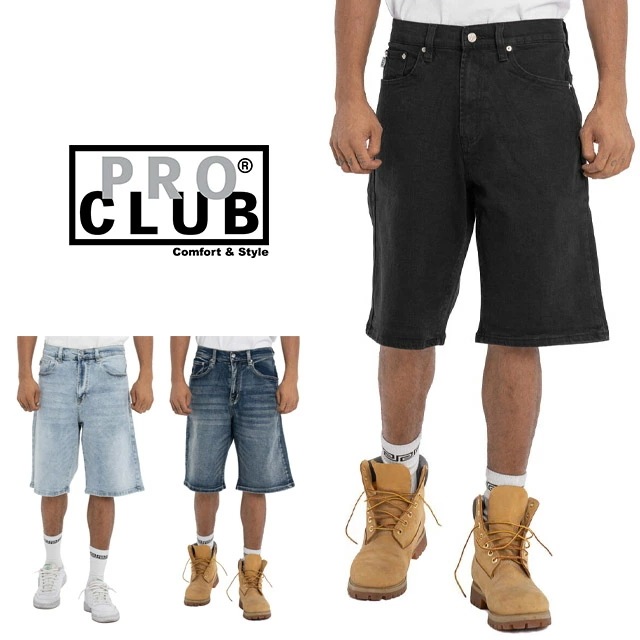PRO CLUB プロクラブ デニムショーツ リラックスフィット ショーツ 短パン パンツ ルーズフィット ボトムス メンズ 大きいサイズ 30 32 34 36 38インチ DENIM SHORT