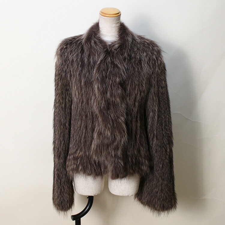 アメリカン ラクーン 編み込み ファー ジャケット 送料無料 レディース ギフト プレゼント