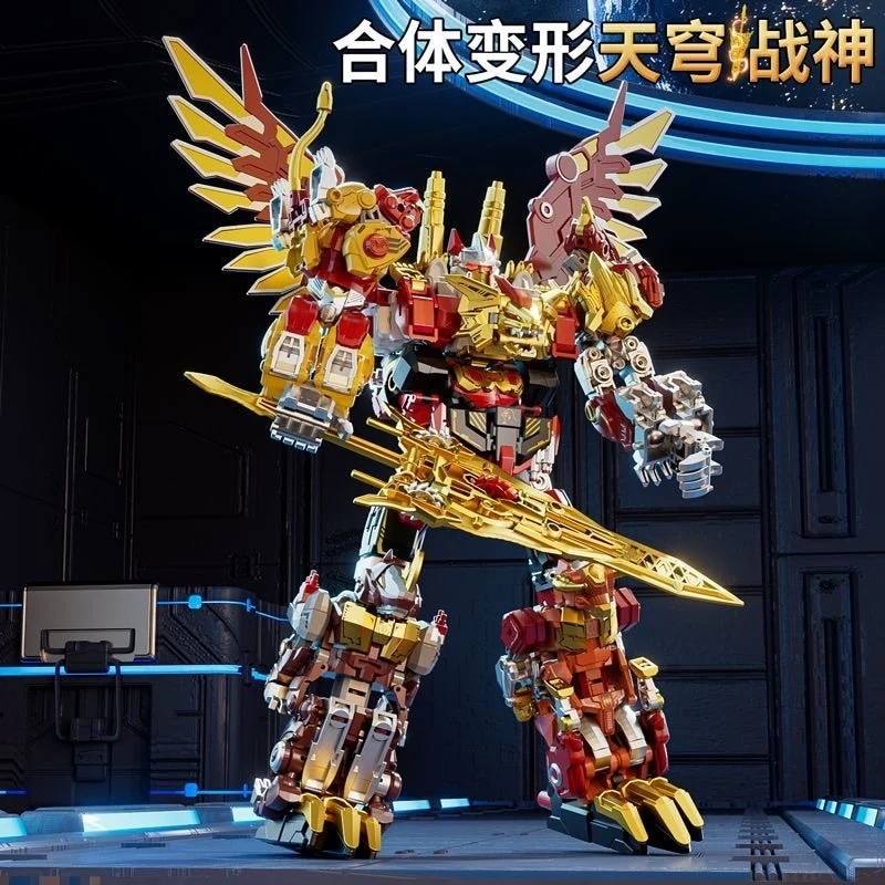 変形玩具ユエシン・スカイドーム・ウォーゴッドロボット・キングコング合金版6体合体フィギュアモデル男の子向け知育玩具