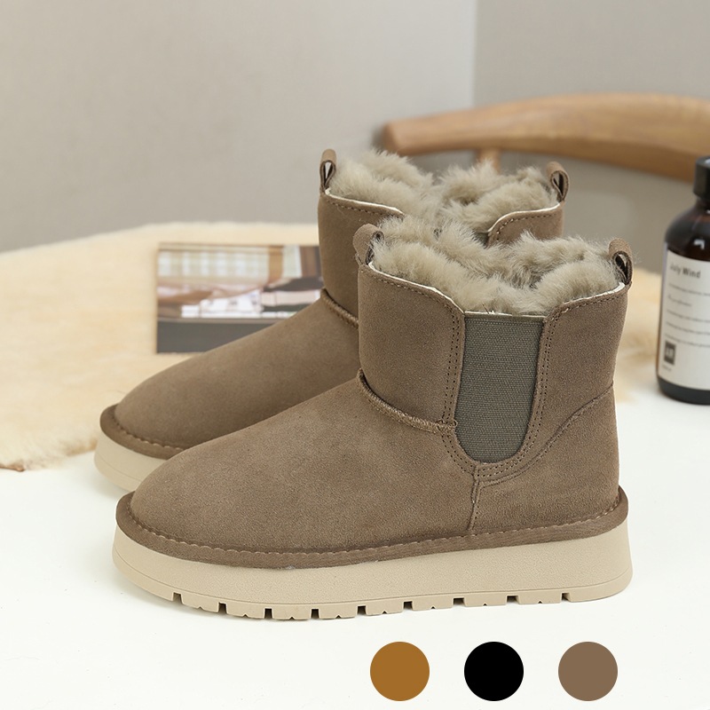 VMT32 韓国 ブーツ 牛革+ウール スノーブーツ ショートブーツ 長靴 ムートンブーツ 厚くて暖かい 本革 裏起毛 ブーツ レディース 冬のブーツ 靴 厚底ブーツ 冬 韓国ファッション シューズ
