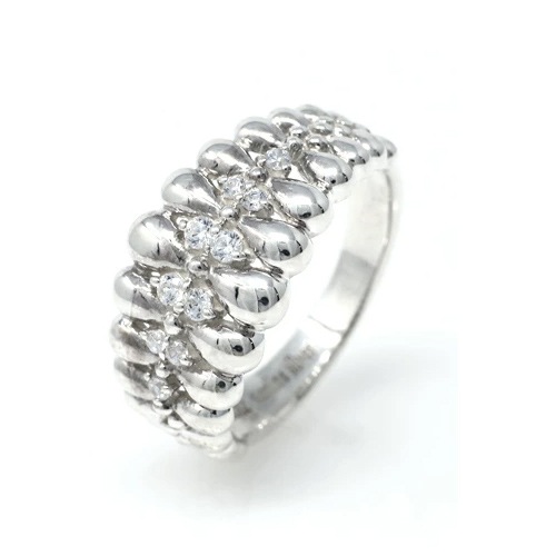 ハートキューピッドアンティークシルバーリング キュービックジルコニア 直径1.2mm(10粒)