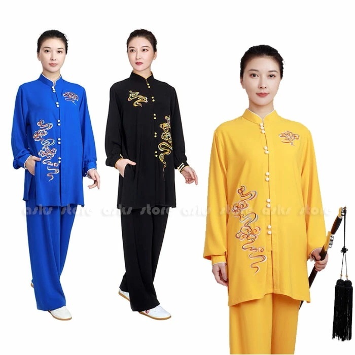 太極拳服 太極拳 服 セット 長袖 長ズボン 刺繍 太極拳ウェア カンフー 太極拳服 ２点セット スポーツ用品 練習着 表演服 表演 武術 拳法 演武 気功 朝練 団体服 舞台衣装 刺繍 花柄 男女兼